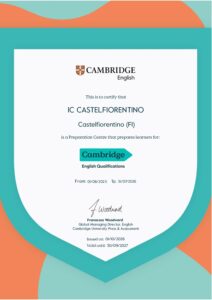 Scopri di più sull'articolo IC Castelfiorentino è Preparation Centre Cambridge English 2026-2027
